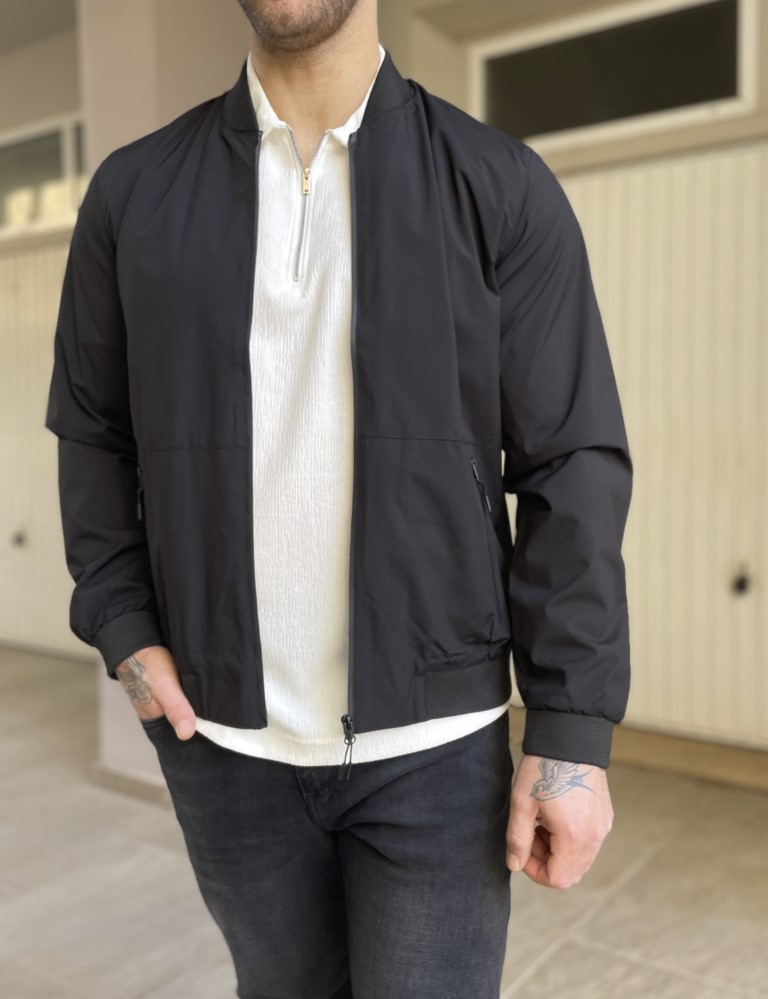Wous Ανδρικό μαύρο ελαφρύ Bomber Jacket WS2803M
